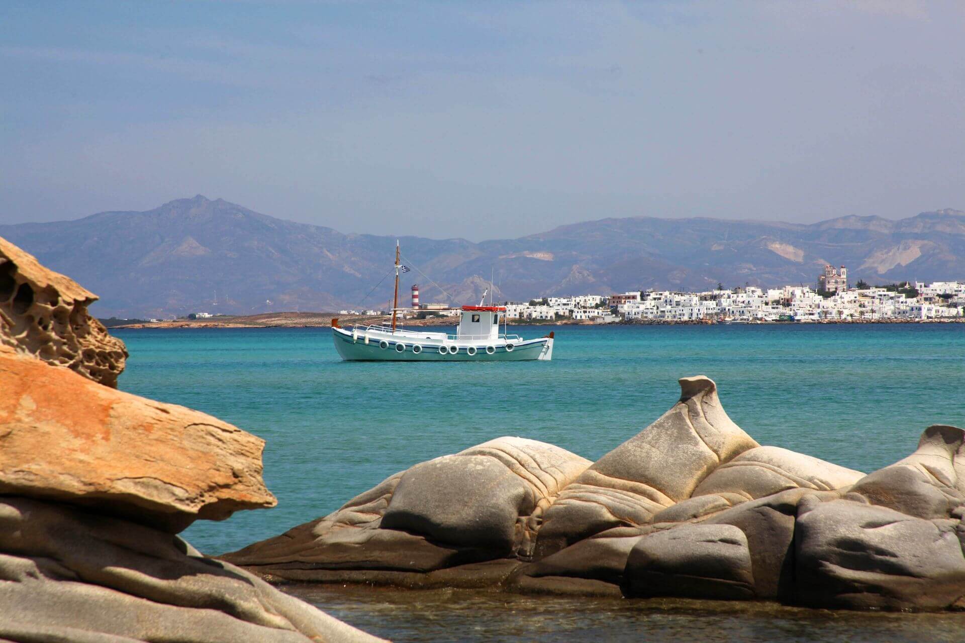 Cyclades Greece: The beach of Kolympithres on Paros island