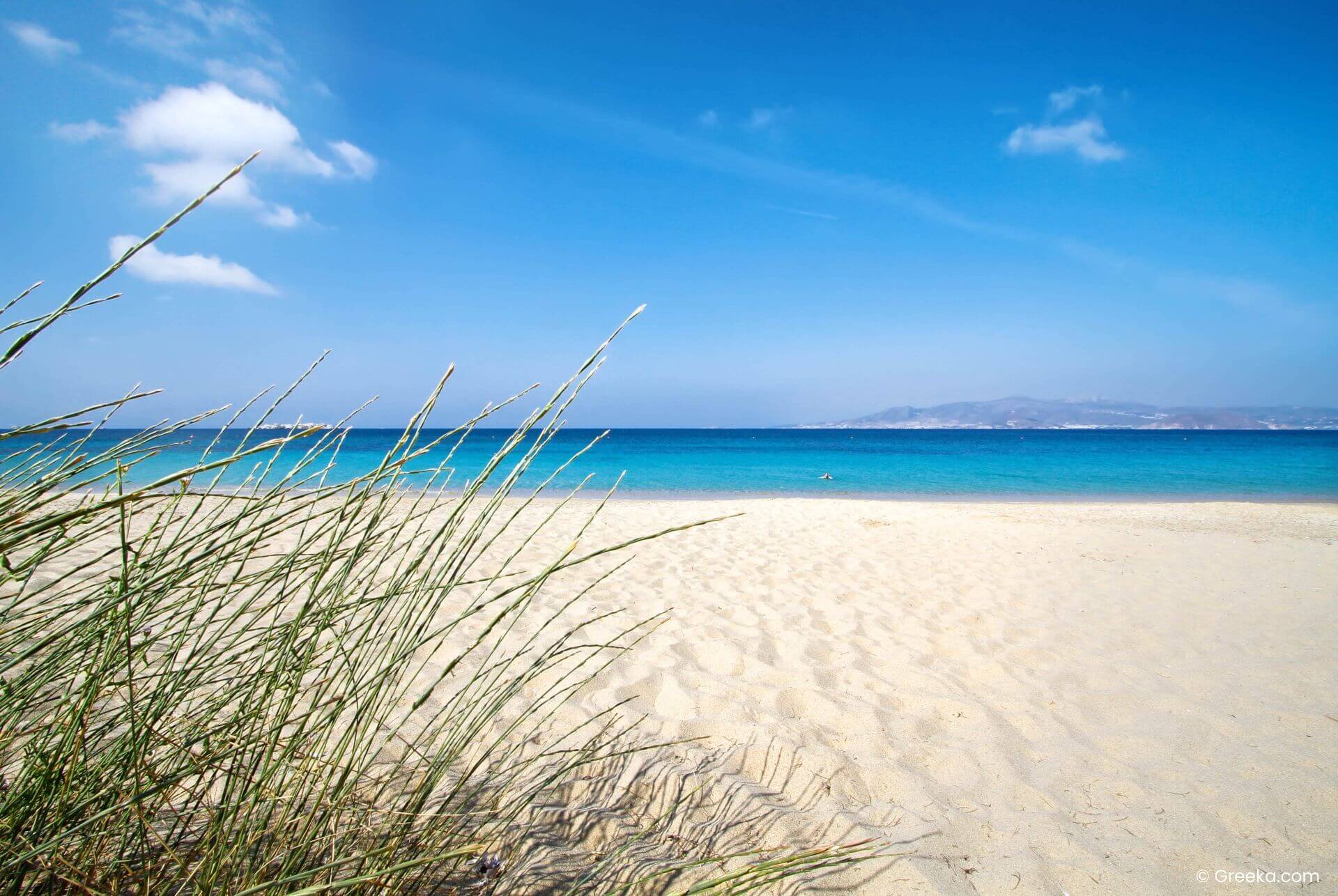 Plaka beach, the longest sandy beach on Naxos, Greece