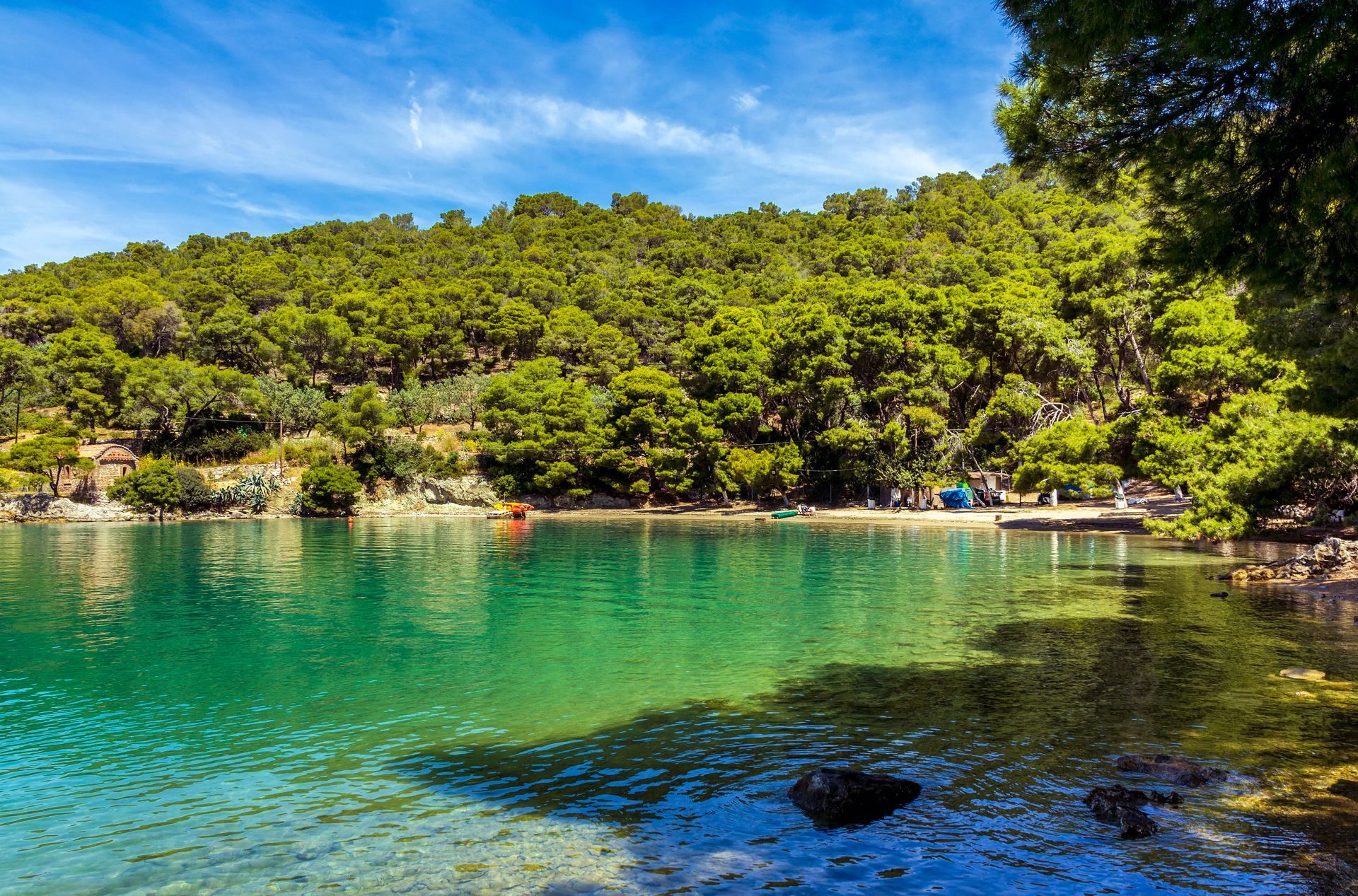 Saronic islands: Love bay beach on Poros island